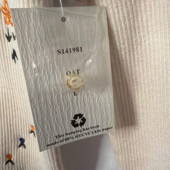 Women's Willow & Wind Cottagecore Floral Embroidered Cropped Cardigan Size L NWT - Picture 4 of 6